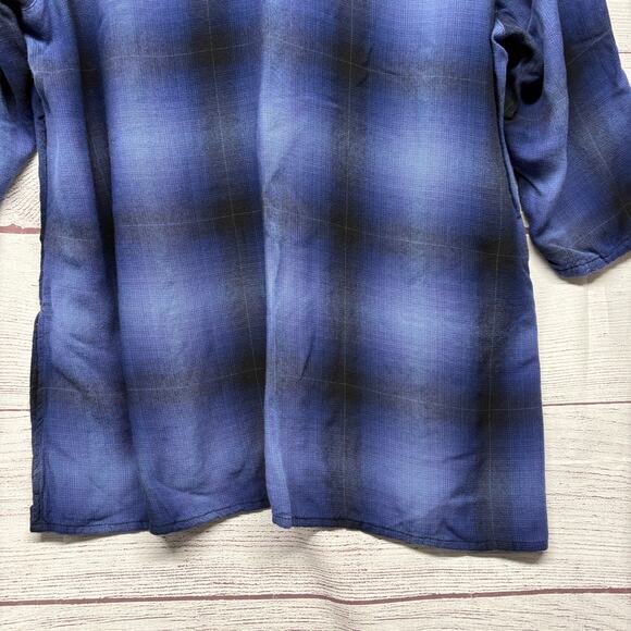 J. Jill Blue Plaid Notch V-Neck Pullover Rayon Blouse Tunic Top Size XL - Picture 11 of 12